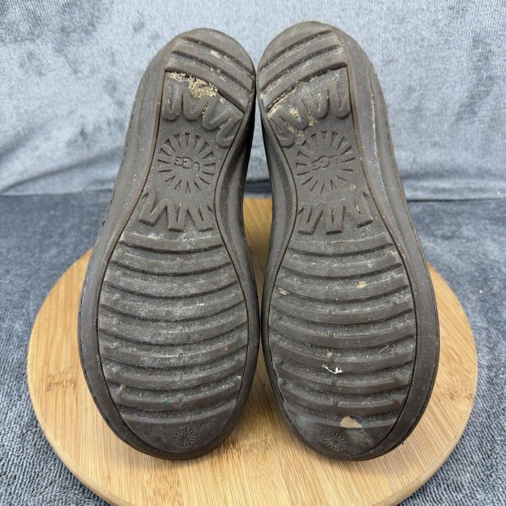 UGG Boots Womens Size 8 Black Leather Shearling Lined Ankle Zip Booties 1004177 - Picture 7 of 9